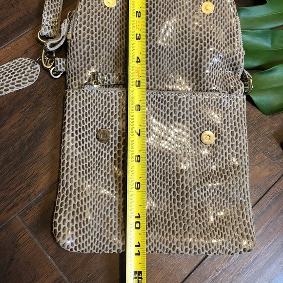 CROSSBODY Purse Foldover Taupe Leather animal print bag - Picture 9 of 10